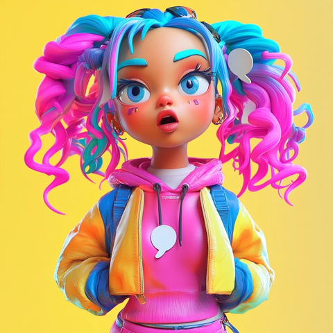 夸张漫画风女孩模型