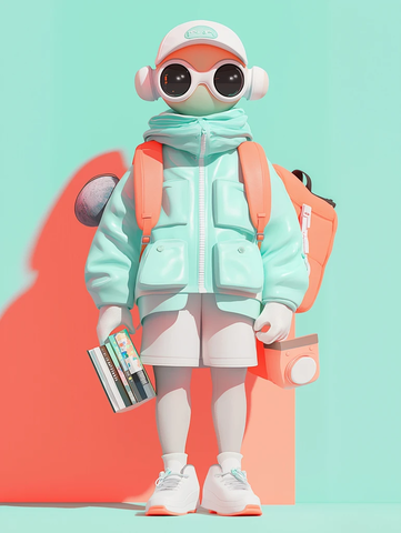 外星青年背书包戴帽眼镜