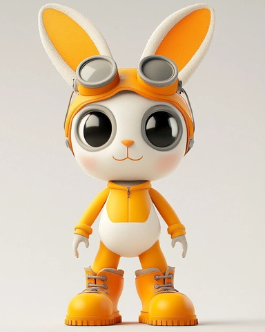 兔子戴护目镜穿橙靴子