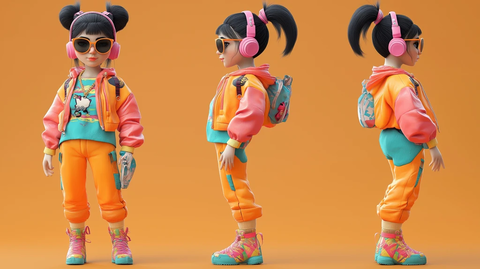 橙色服装女孩角色