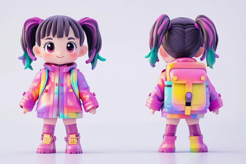 双马尾女孩激光外套背包