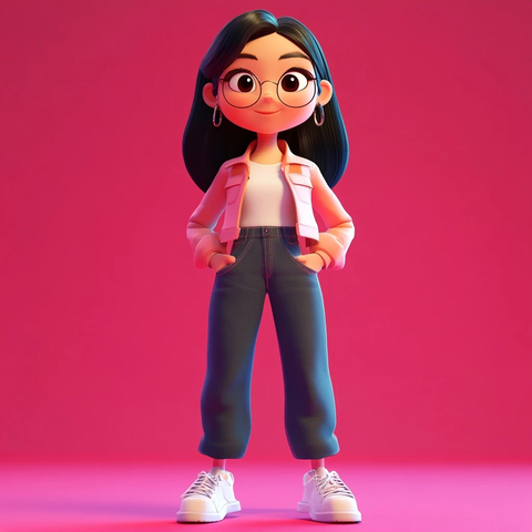 教育公司卡通亚洲女性吉祥物