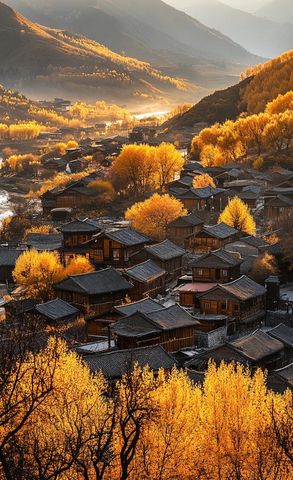 山间村落的秋日美景