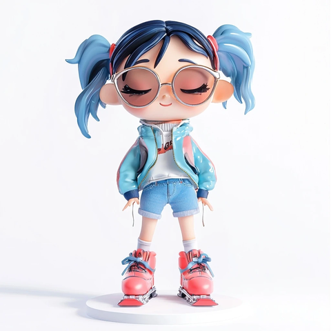 滑雪服女孩透明树脂玩偶