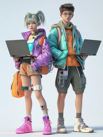 短发女孩与戴眼镜男孩