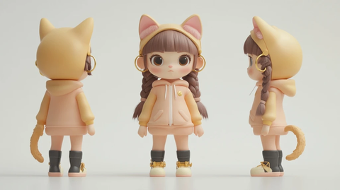 小女孩猫耳发型毛绒装