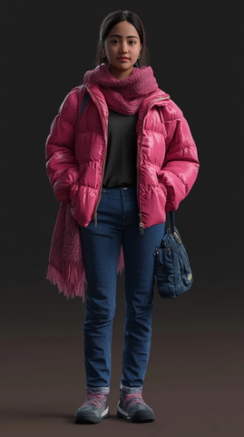 粉红围巾女式冬季穿搭