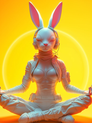 瑜伽兔子英雄角色渲染
