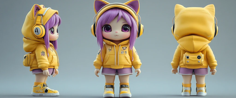 紫色头发猫咪耳机全套穿搭