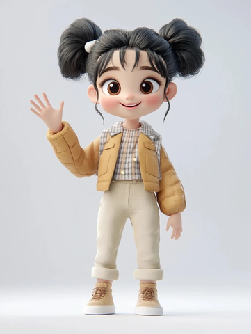 迪士尼风格盲盒玩具女孩挥手