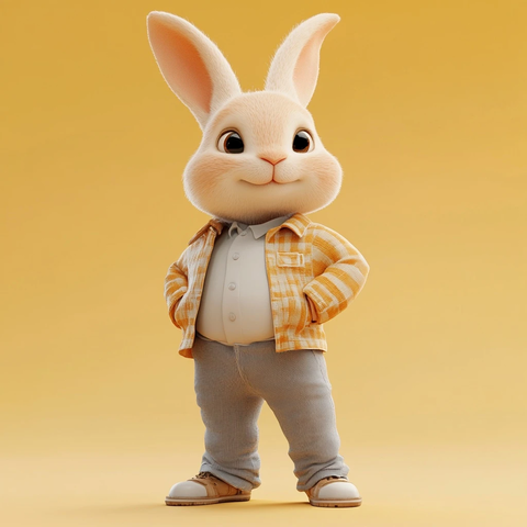 兔子爸爸站立穿衣服