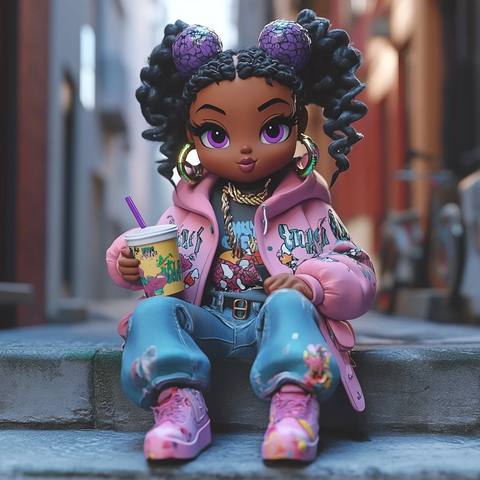 手持雪茄与紫色饮料的摩洛哥女子