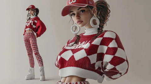 女球迷橄榄球装扮特写