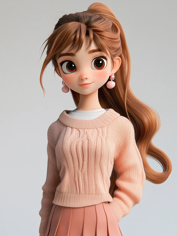 长发动漫女孩裙装扮