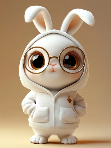 白兔戴眼镜穿帽衫