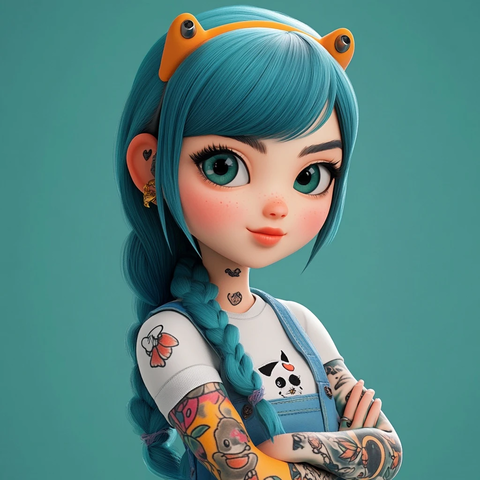 卡通纹身艺术可爱角色