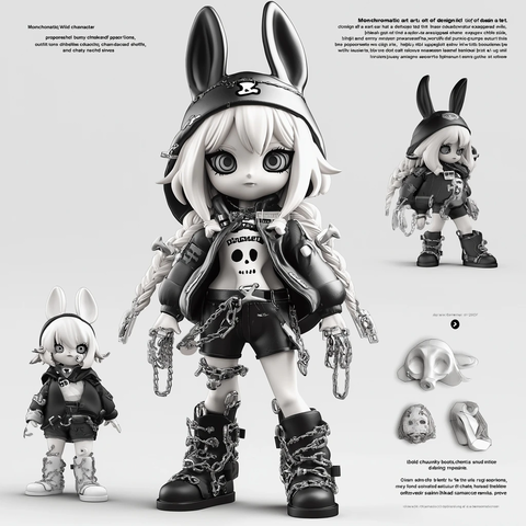 女孩兔子耳帽朋克装扮