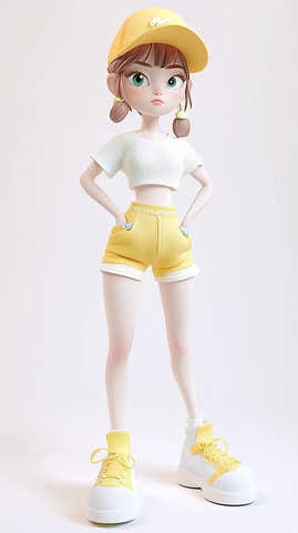 夏日时尚女孩戴鸭嘴帽