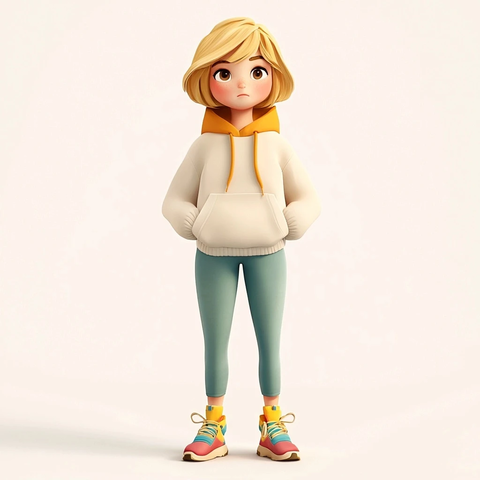 金色短发日系少女插画