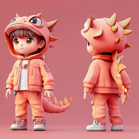 龙形帽子男孩盲盒设计