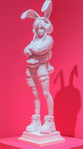 游戏女孩兔子装雕像