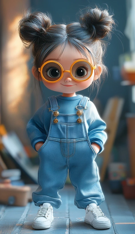 女孩戴太阳镜穿背带裤