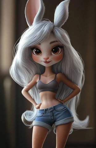 白毛兔女卡通形象