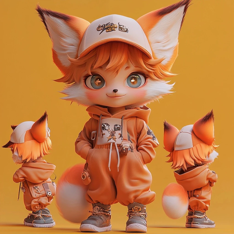 狐狸男孩盲盒立体模型