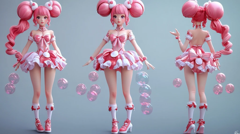 偶像服装泡泡主题三视图