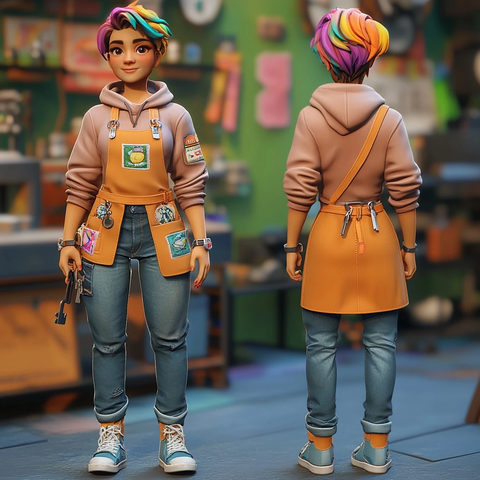 咖啡馆朋克风吧台员形象