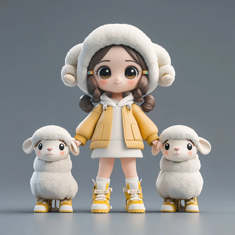羊年女孩盲盒玩具模型
