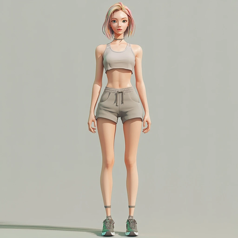 动态女性运动装渲染