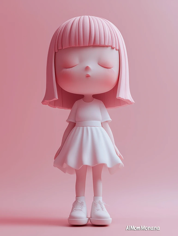 闭眼粉色头发女孩盲盒设计