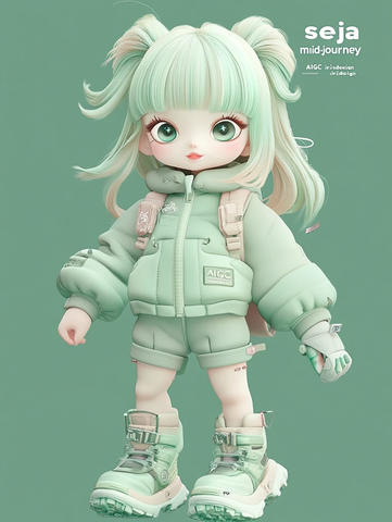 竹子女孩绿色发型风格