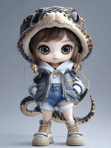 蛇帽女孩盲盒玩具模型