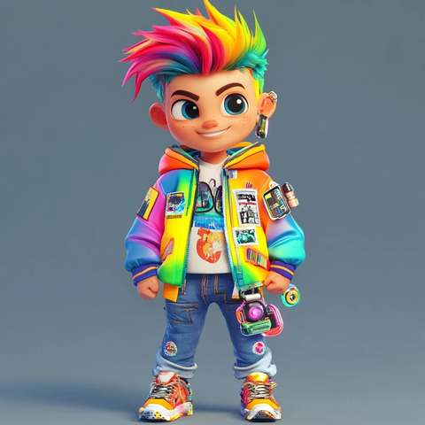 彩虹头发男孩创意穿搭