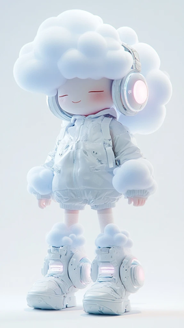 未来感耳机云发中性角色设计