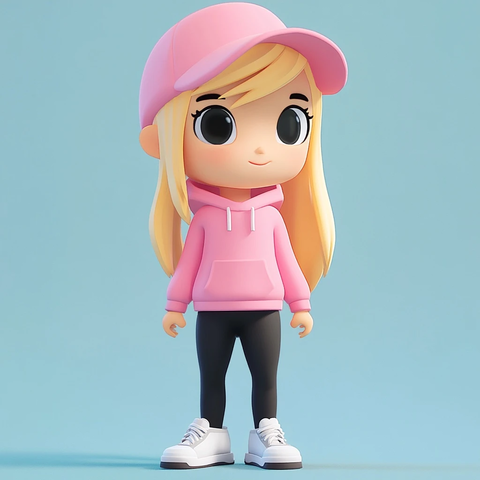 小女孩粉色帽衫白鞋