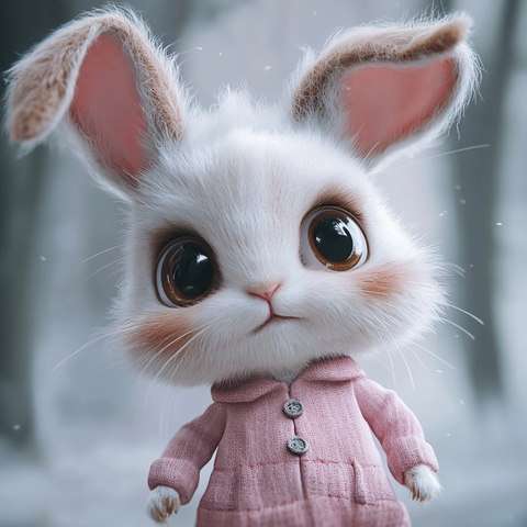 粉色小兔穿衣服白色毛茸茸