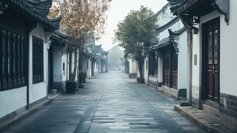 古色古香的中式建筑小巷全景