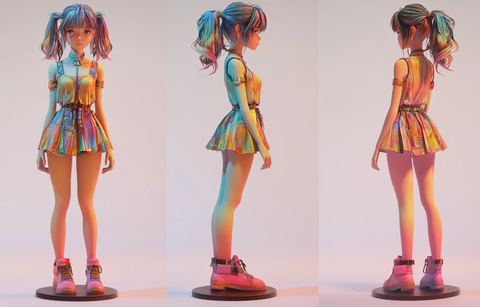 三视图女孩全身体现