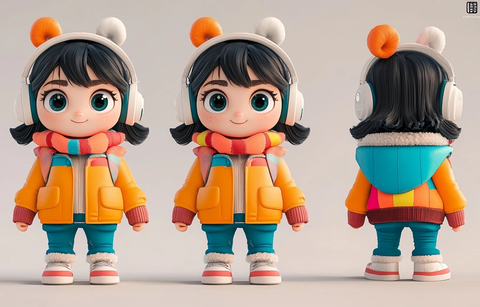 彩色外套女孩模型