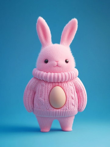 粉色兔子蛋形毛衣盲盒玩具