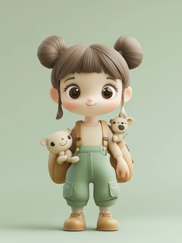 小女孩背动物包发型