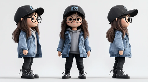 黑帽黑裤女孩微笑