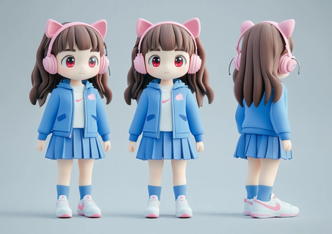 蓝校服女孩模型展示