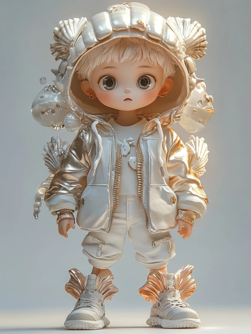 白金海螺男孩雕塑