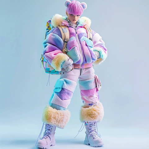 彩虹头发男娃背包娃娃装