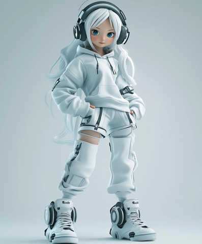 少女耳机全身体姿