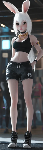 白兔皮革装游戏角色全屏展示